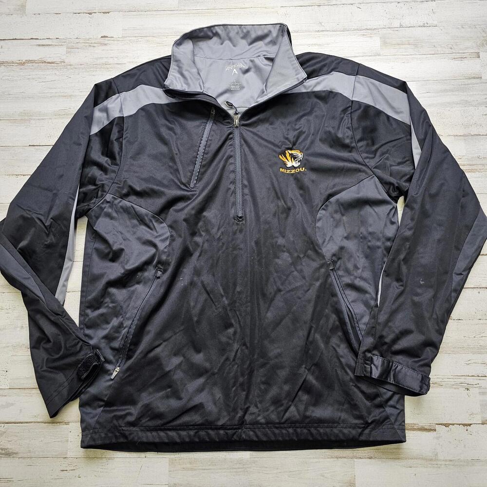 University Missouri Mizzou Tigers MU Antigua 1/4 Pullover Golf Gameday Jacket LG